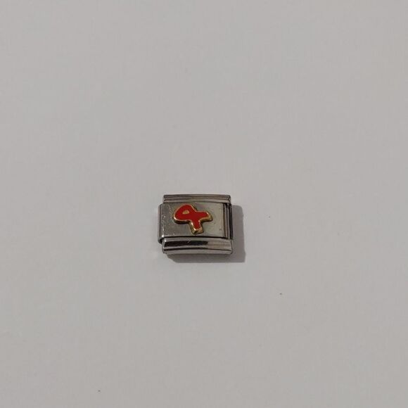 Red Ribbon Italian Link Stainless Steel Charm for‎ Nomination Bracelet - Picture 1 of 2